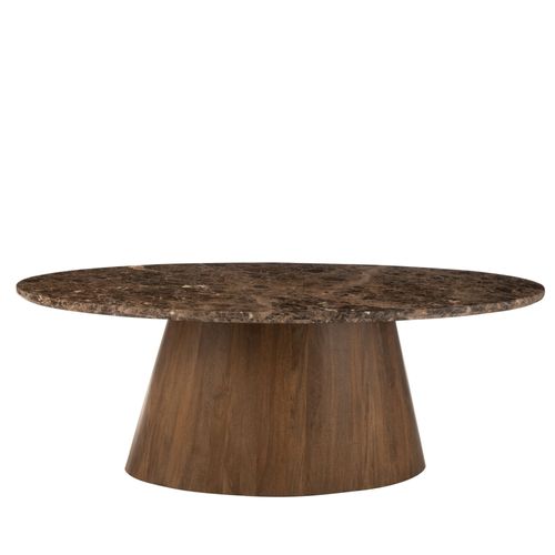 Table à Manger Ovale Bois Et Marbre Marron L210 10 Places - Rotterdam