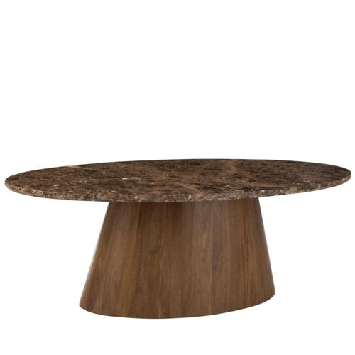 Table à Manger Ovale Bois Et Marbre Marron L210 10 Places - Rotterdam