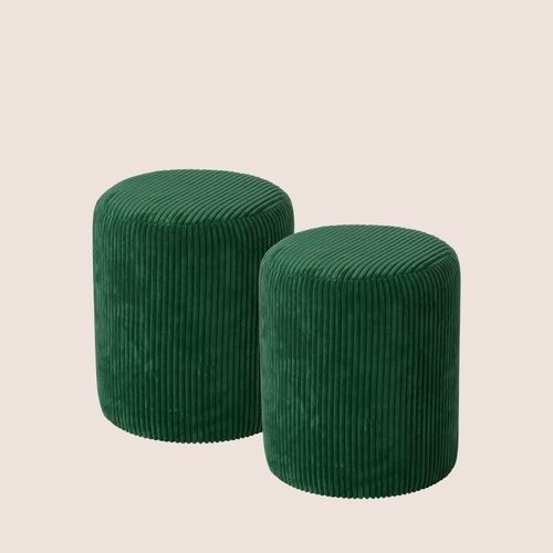 Poufs Tabourets Ronds En Velours Côtelé (lot De 2) - Charlise