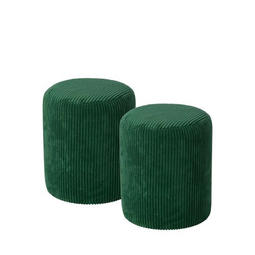 Poufs Tabourets Ronds En Velours Côtelé (lot De 2) - Charlise