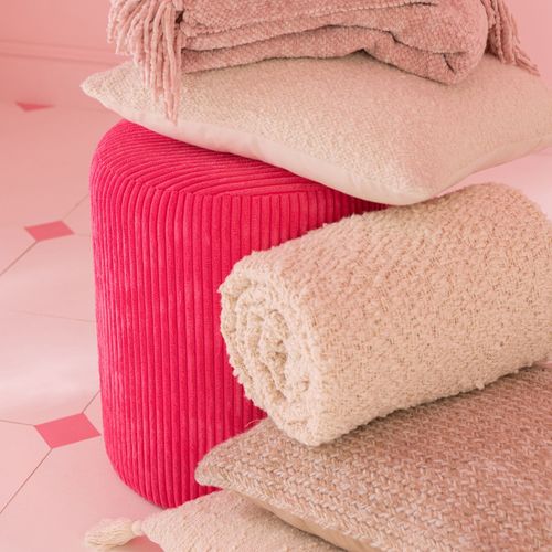 Poufs Tabourets Ronds En Velours Côtelé (lot De 2) - Charlise