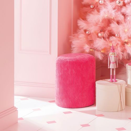 Poufs Tabourets Ronds En Velours Côtelé (lot De 2) - Charlise