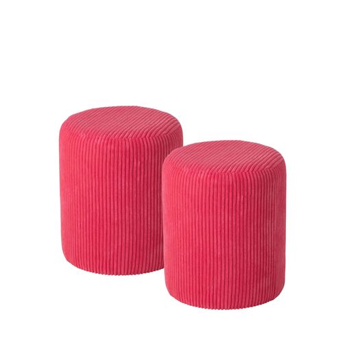 Poufs Tabourets Ronds En Velours Côtelé (lot De 2) - Charlise