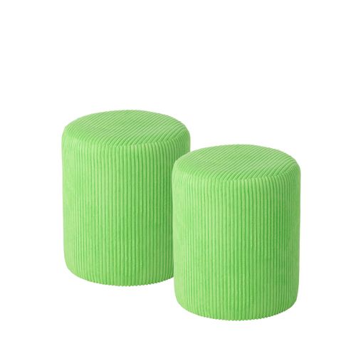 Poufs Tabourets Ronds En Velours Côtelé (lot De 2) - Charlise