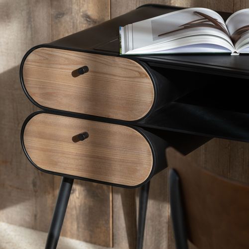 Bureau Industriel En Bois Et Métal Noir 2 - Forge