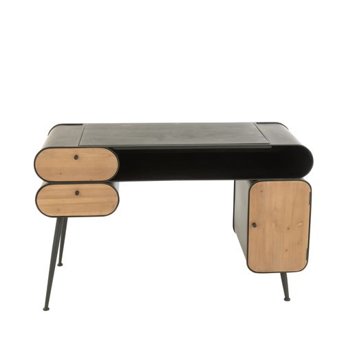 Bureau Industriel En Bois Et Métal Noir 2 - Forge