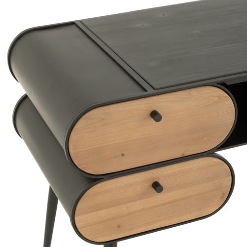 Bureau Industriel En Bois Et Métal Noir 2 - Forge