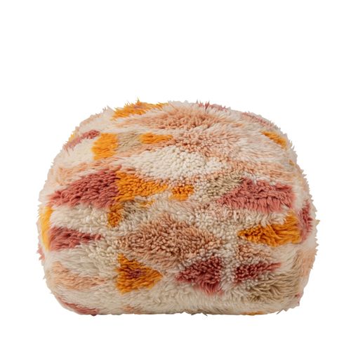 Pouf Carré Ethnique En Laine Multicolore - Patcha
