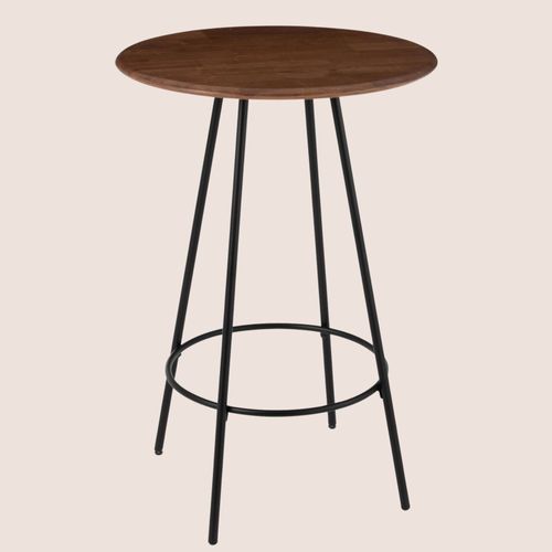 Table De Bar Ronde En Bois Et Métal Style Industriel D60 - Varny