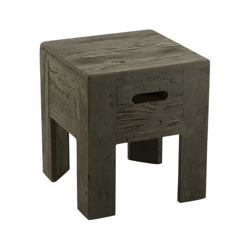 Tabourets En Bois Massif Carrés (lot De 2) - Terra