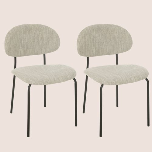 Chaises De Salle à Manger Design En Tissu Beige (lot De 2) - Arko