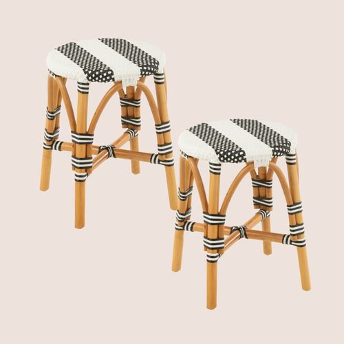 Tabourets Parisiens Assise Tressée Rayures (lot De 2) - Montmartre