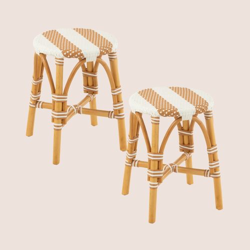 Tabourets Parisiens Assise Tressée Rayures (lot De 2) - Montmartre