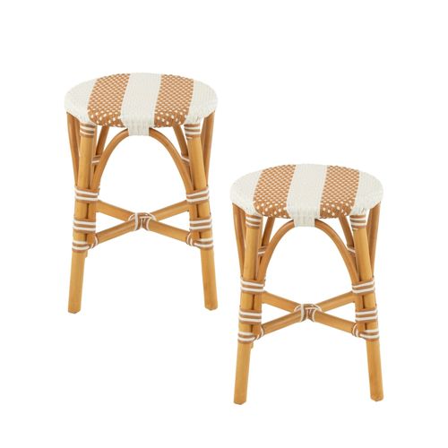 Tabourets Parisiens Assise Tressée Rayures (lot De 2) - Montmartre