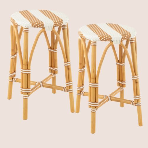 Tabourets De Bar Parisiens Assise Tressée Rayures (lot De 2) - Montmartre