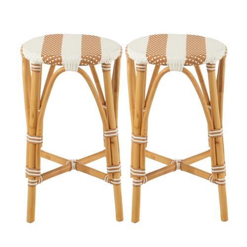 Tabourets De Bar Parisiens Assise Tressée Rayures (lot De 2) - Montmartre