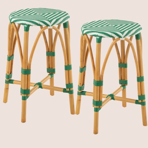 Tabourets De Bar Parisiens Assise Tressée (lot De 2) - Montmartre