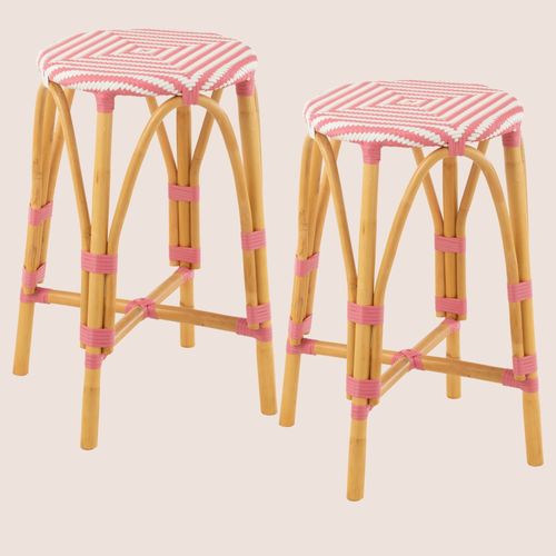 Tabourets De Bar Parisiens Assise Tressée (lot De 2) - Montmartre