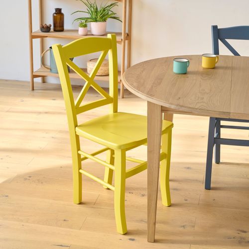 Table Ronde Bois D115 Cm Avec 1 Allonge Et Pieds Fuseau - Victoria