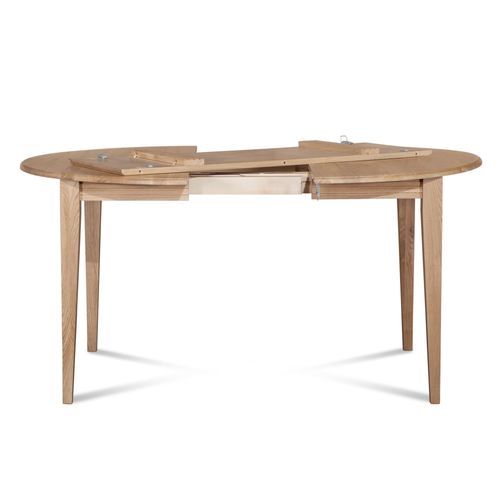 Table Ronde Bois D115 Cm Avec 1 Allonge Et Pieds Fuseau - Victoria
