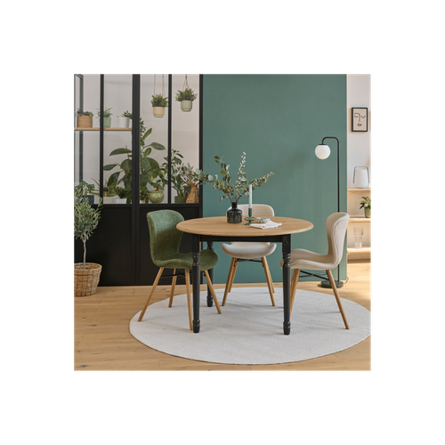 Table Ronde En Bois 6 Pieds Tournés D105 + 3 Rallonges Bois - Victoria