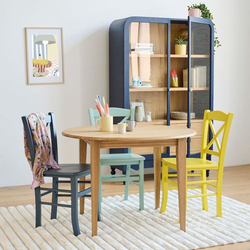 Table Ronde Extensible Bois D105 Avec 1 Allonge Et Pieds Fuseau - Victoria