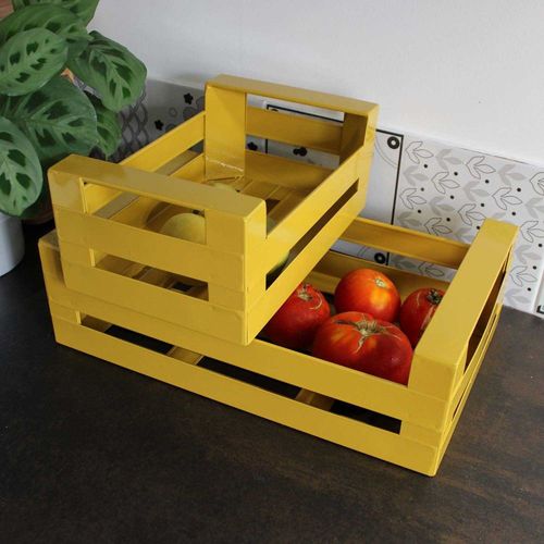 Cagette En Métal Coloré (lot De 2) Moutarde