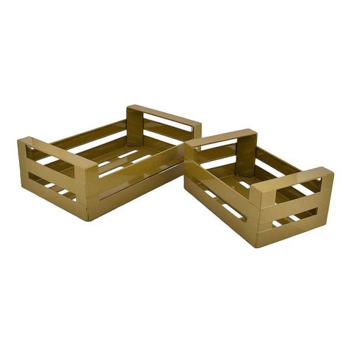 Cagette En Métal Coloré (lot De 2) Olive