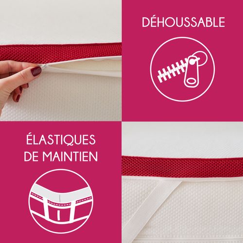 Surmatelas Mémoire De Forme 90x190/200 Cm - Epaisseur 5 Cm - Déhoussable