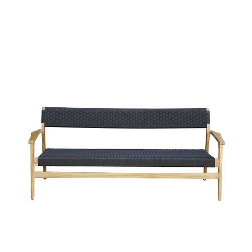 Banc De Jardin En Teck Massif Et Cordage 165cm Noir Manille