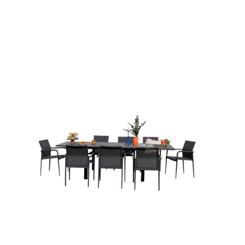 Ensemble 6/10p En Full Aluminium Gris Avec 8 Fauteuils Modulo