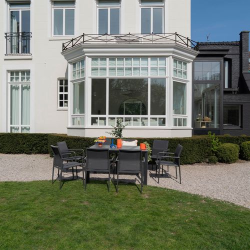 Ensemble 6/10p En Full Aluminium Gris Avec 8 Fauteuils Modulo