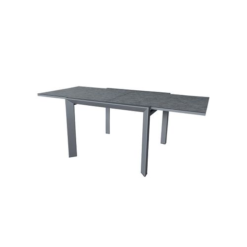 Table De Jardin 4/8p En Aluminium Et Plateau En Verre Gris Modulo
