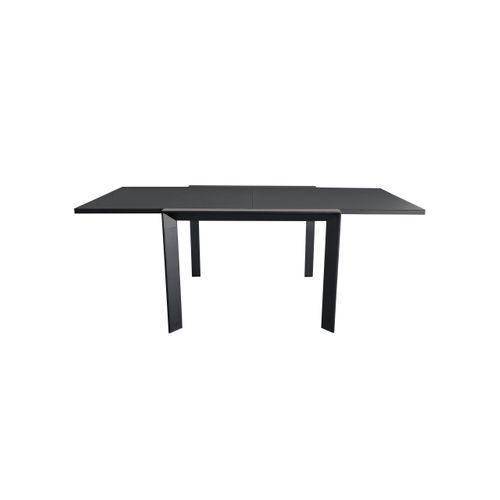 Table De Jardin 4/8p En Aluminium Et Plateau En Verre Poli Noir Modulo