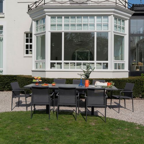 Table De Jardin 6/10p En Full Aluminium Gris Modulo