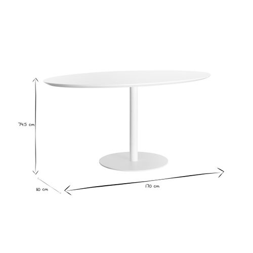 Table à Manger Design Blanche Ovale L170 Cm Halia