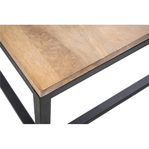 Table Basse Rectangulaire Bois Clair Manguier Massif Et Métal Noir L120 Cm Factory