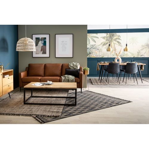 Table Basse Rectangulaire Bois Clair Manguier Massif Et Métal Noir L120 Cm Factory