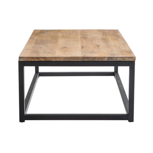 Table Basse Rectangulaire Bois Clair Manguier Massif Et Métal Noir L120 Cm Factory