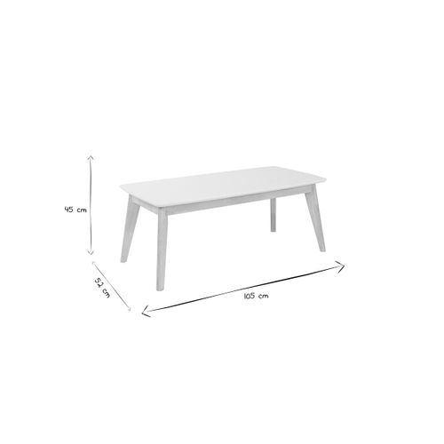 Table Basse Rectangulaire Scandinave Blanc Et Bois Clair Massif L105 Cm Leena