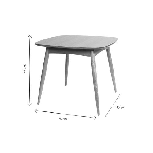 Table à Manger Scandinave Carrée Frêne Naturel L90 Cm Baltik