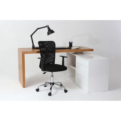 Fauteuil De Bureau à Roulettes Design En Mesh Noir Et Acier Chromé Pluz