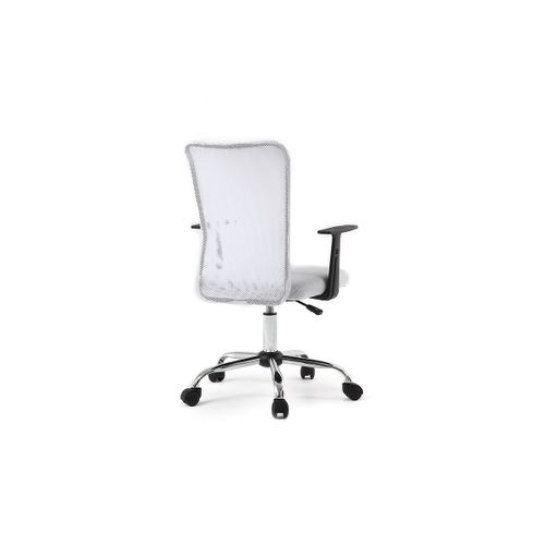 Fauteuil De Bureau à Roulettes Design En Mesh Blanc Et Acier Chromé Pluz