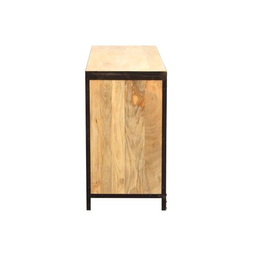 Commode Industrielle En Bois Manguier Massif Et Métal Noir 6 Tiroirs L130 Cm Industria