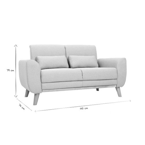 Canapé Scandinave 2 Places En Tissu Beige Et Bois Clair Ektor