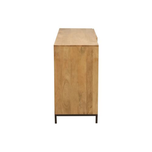Buffet Industriel En Bois Manguier Massif Et Métal Noir 2 Portes L145 Cm Ypster