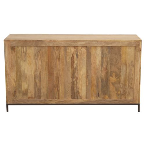 Buffet Industriel En Bois Manguier Massif Et Métal Noir 2 Portes L145 Cm Ypster