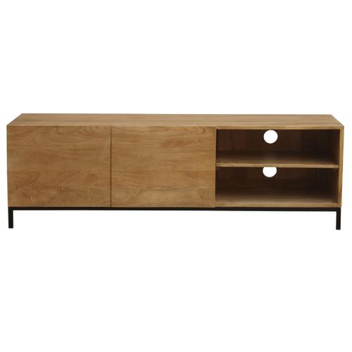 Meuble TV Industriel En Bois Manguier Massif Et Métal L145 Cm Ypster