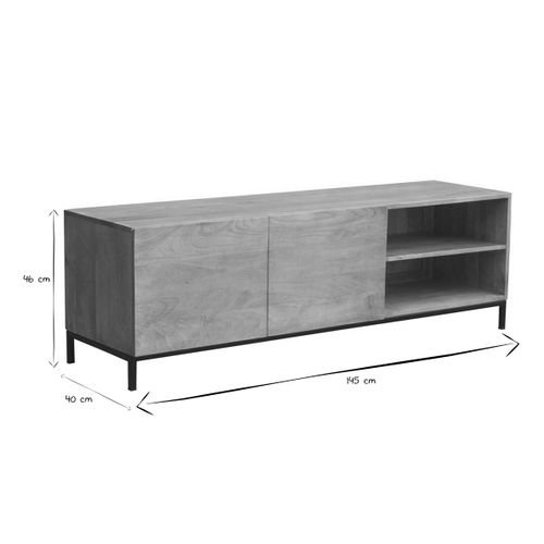 Meuble TV Industriel En Bois Manguier Massif Et Métal L145 Cm Ypster