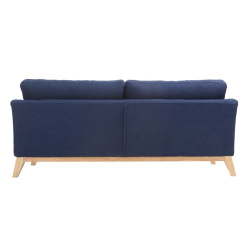 Canapé Scandinave Déhoussable 3 Places En Tissu Bleu Foncé Et Bois Clair Oslo